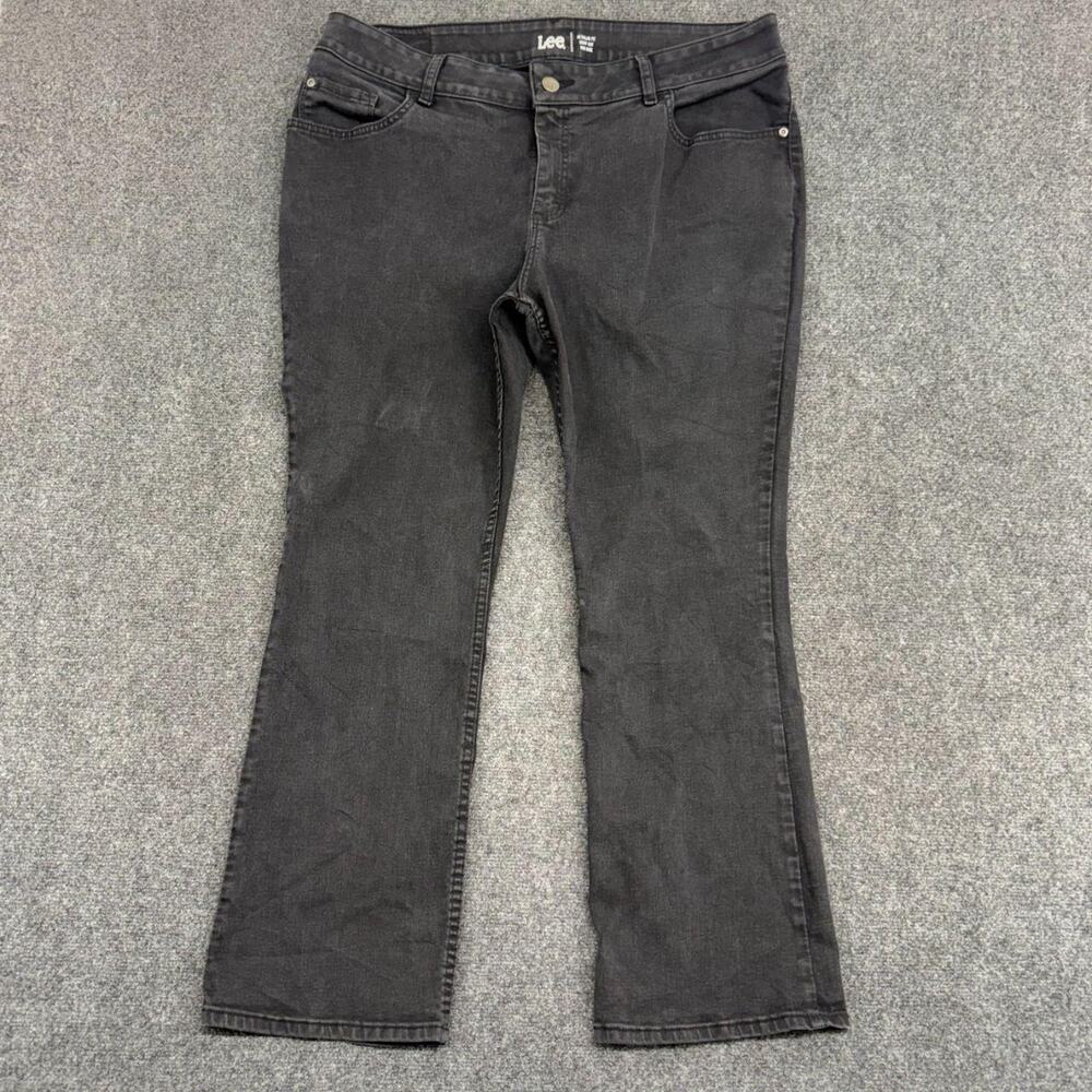 Lee Jeans Womens 18W Black Regular Fit Trouser Bootcut Mid Rise Workwear Pants